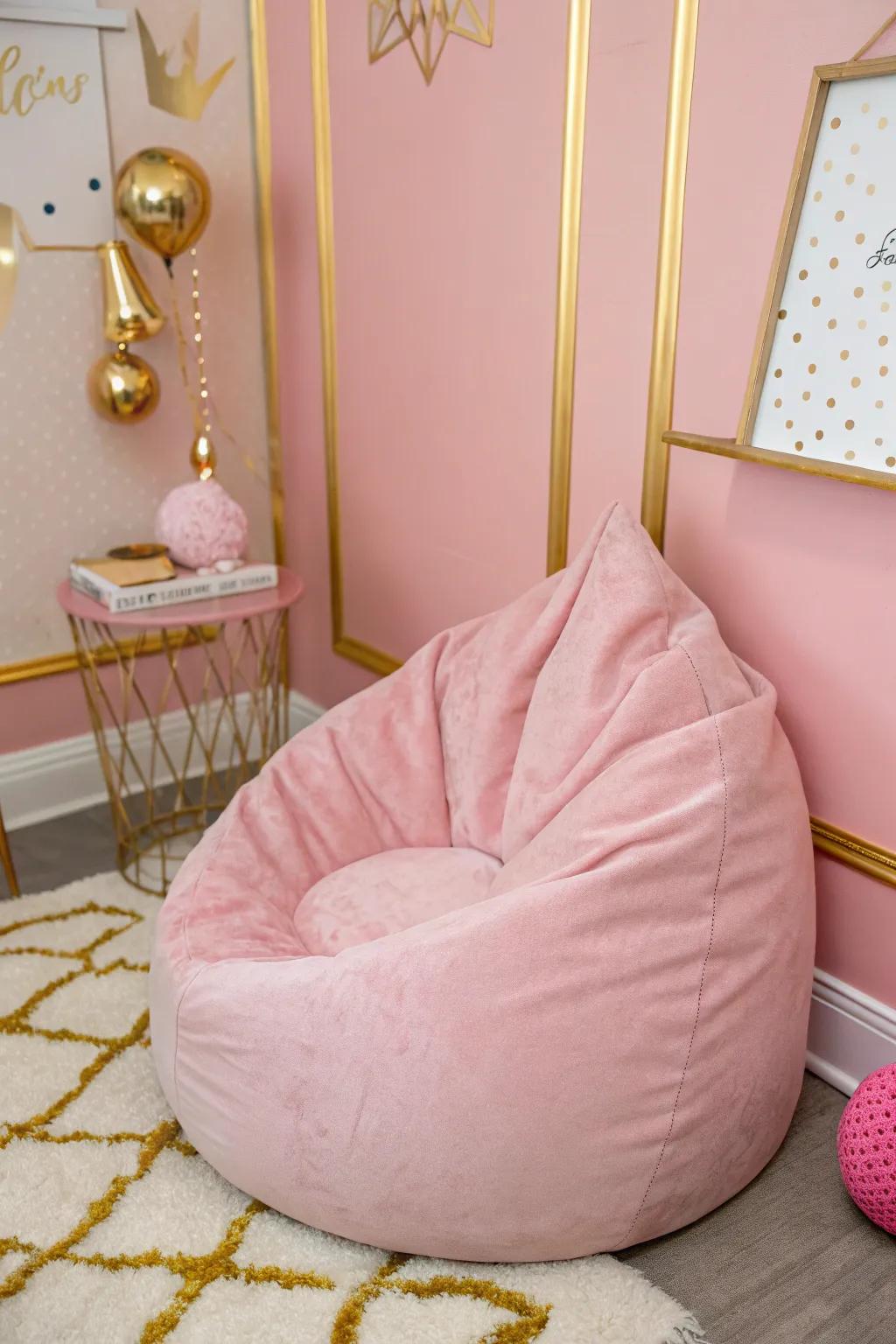 A plush lounge cushion offers a cozy spot for relaxation.