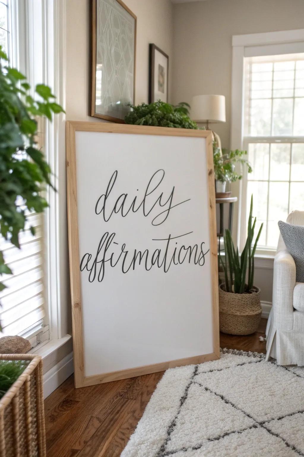 Empower your day through daily affirmations across your writing board.