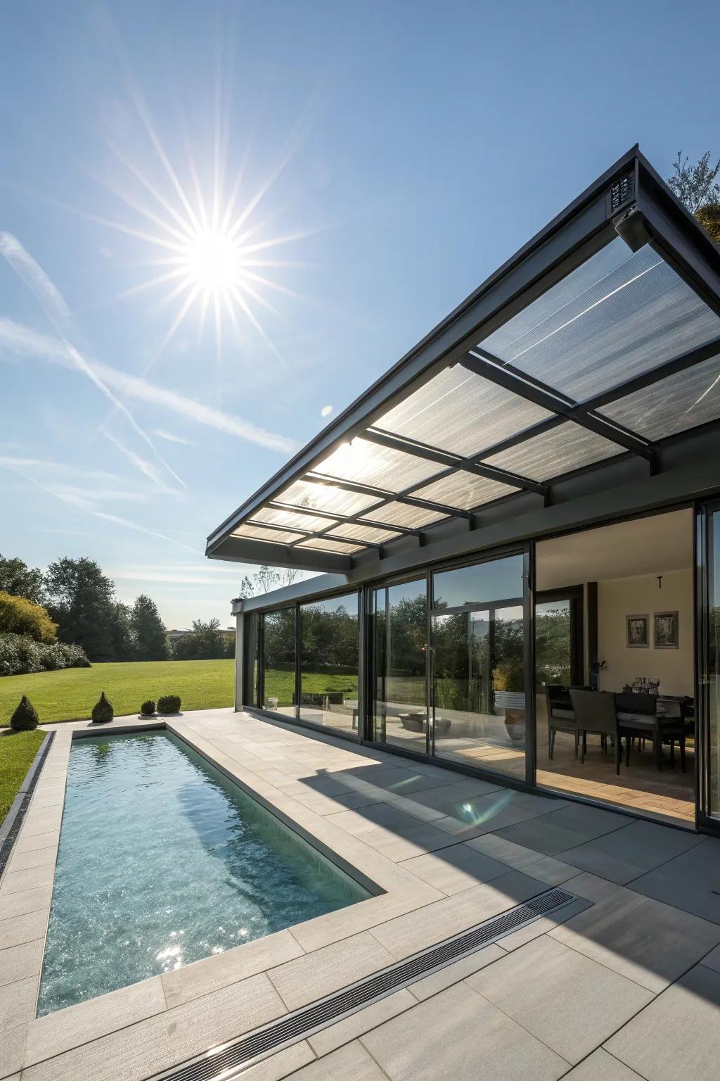 An adaptable shelter with a retractable top proffers adaptability for any weather.