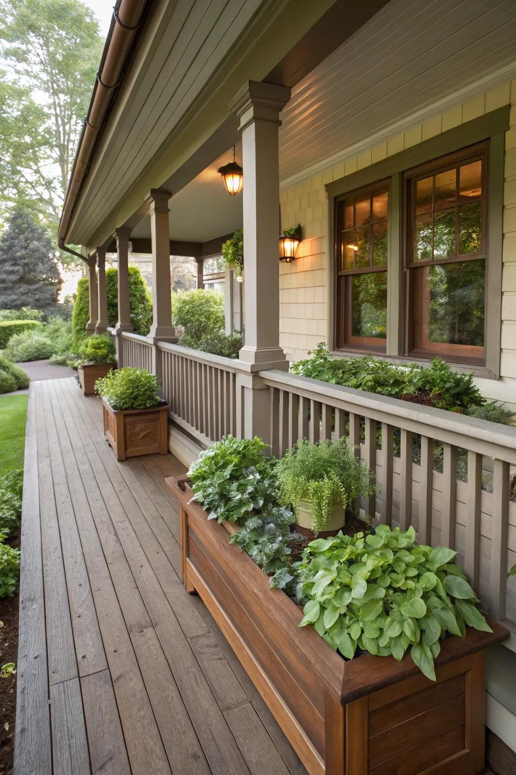 Integrated flora containers present seamless design.