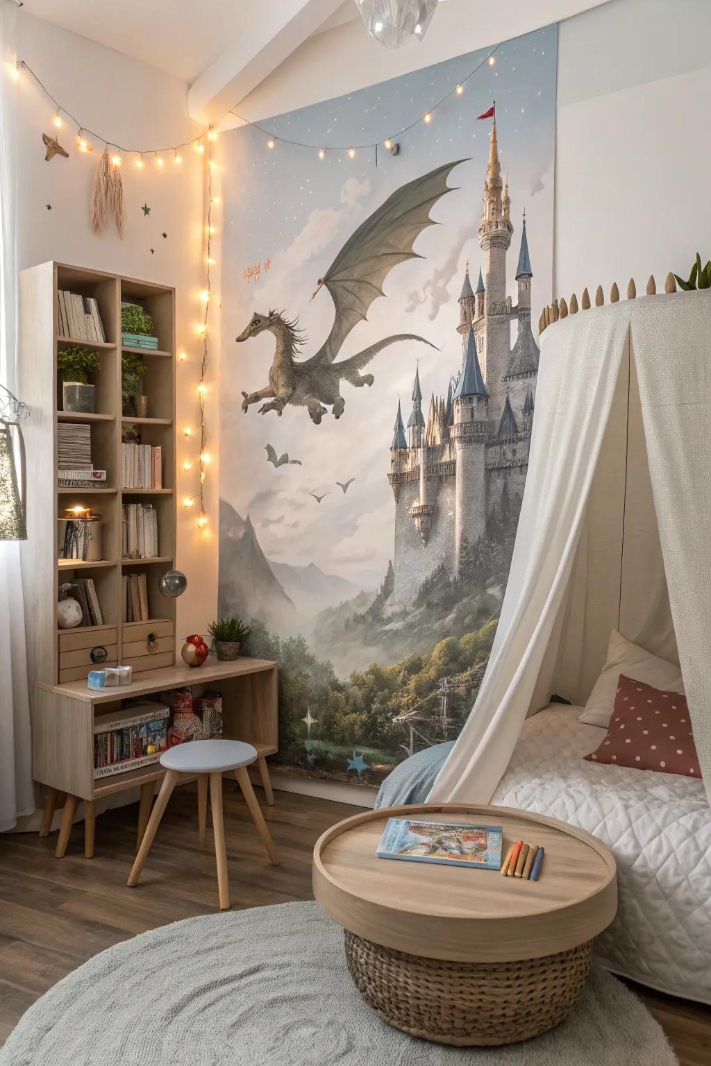 An enchanted terrain art print that unveils avenues for imaginative play.