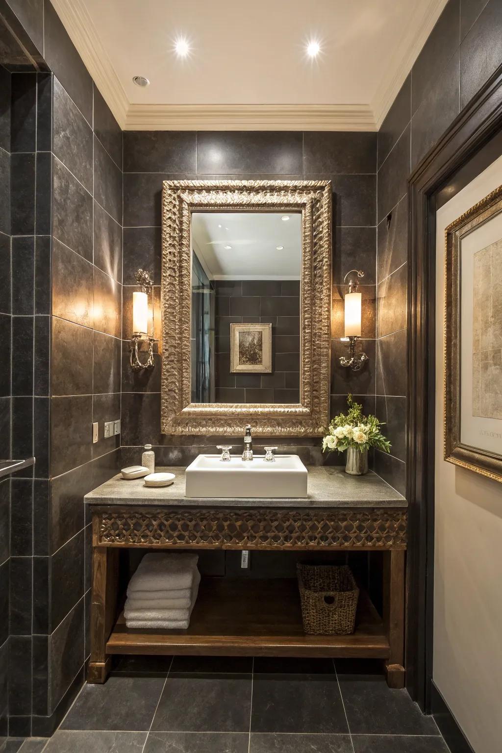 Framed mirrors become a point of convergence.