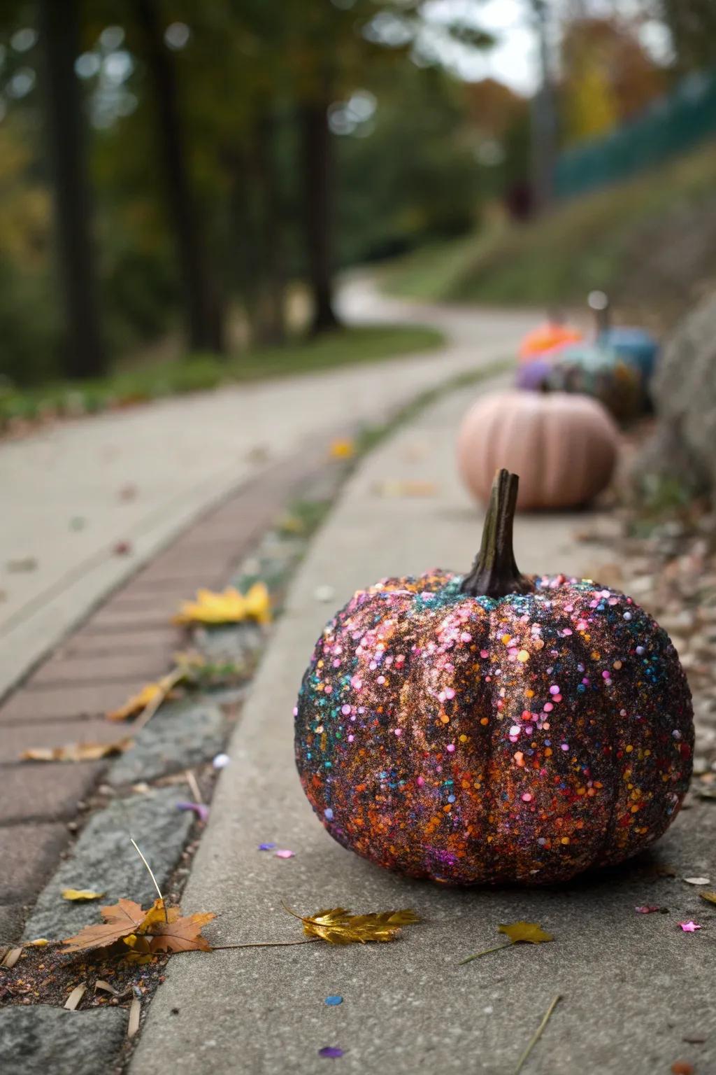 A pyrotechnics-inspired iridescence pumpkin that dazzles in the twilight.