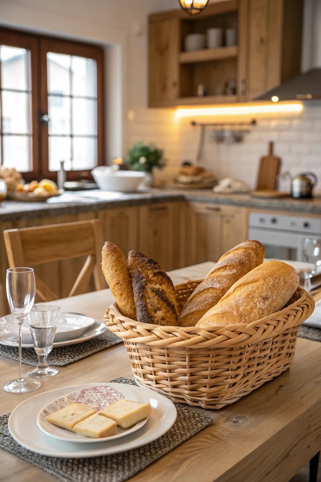 A bread basket symbolizes community and sharing.