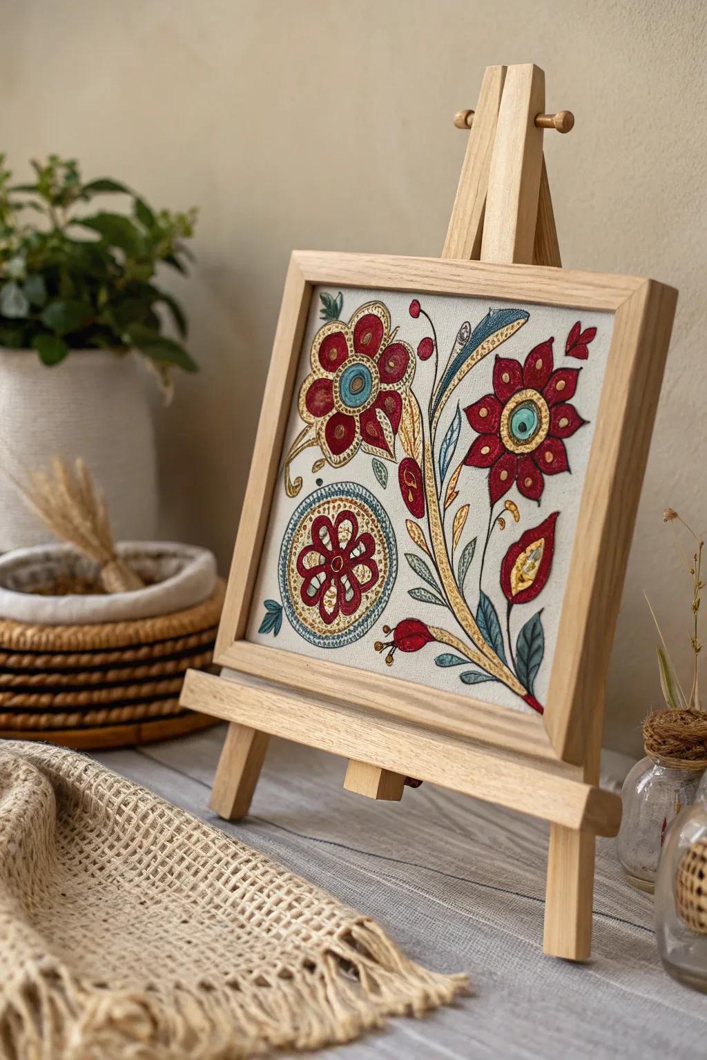 Embrace the charm of cultural art utilizing vibrant reversed glass artworks that add warmth and individuality to any space.