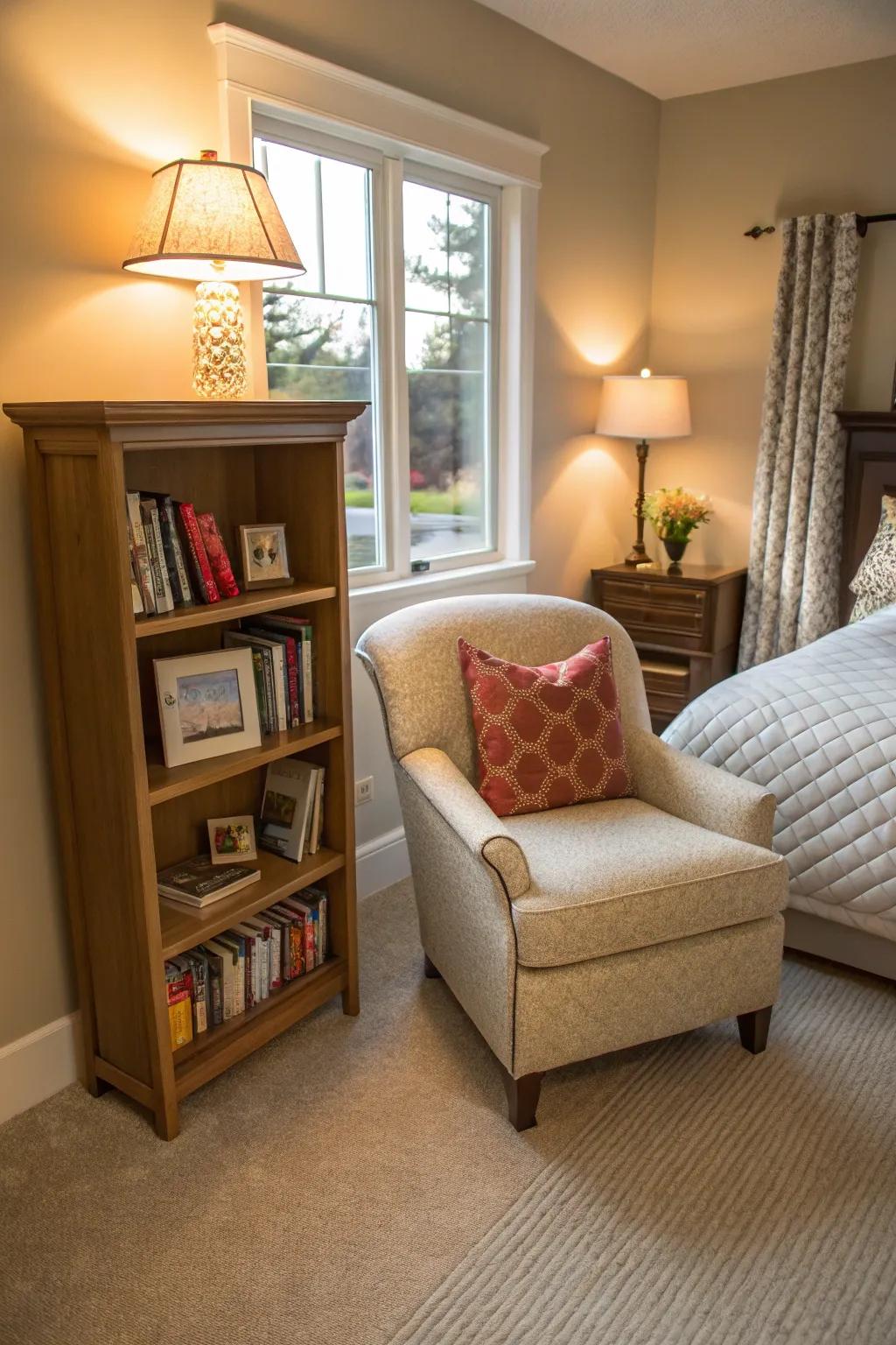 A perusal alcove provides a personal retreat for relaxation.