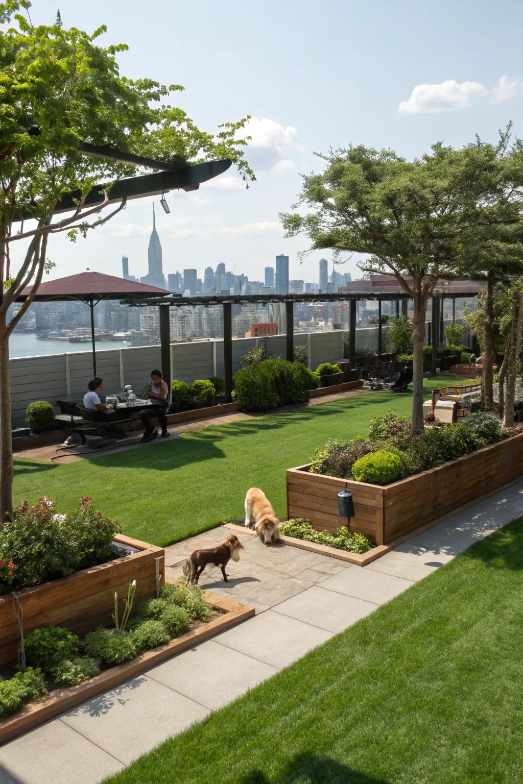 An animal-accommodating rooftop garden delivers a secure and entertaining setting for your creatures.