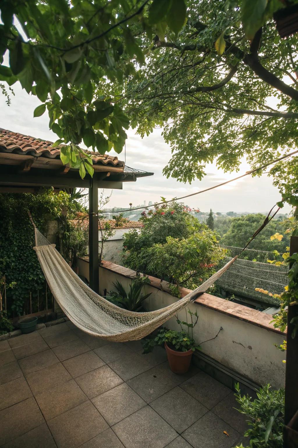Discover serenity using a cozy hammock nook.