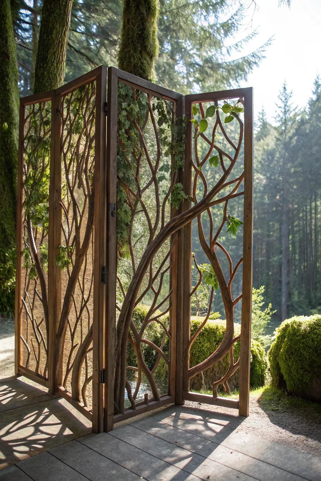 Tree branch dividers bring a natural touch to indoor spaces.
