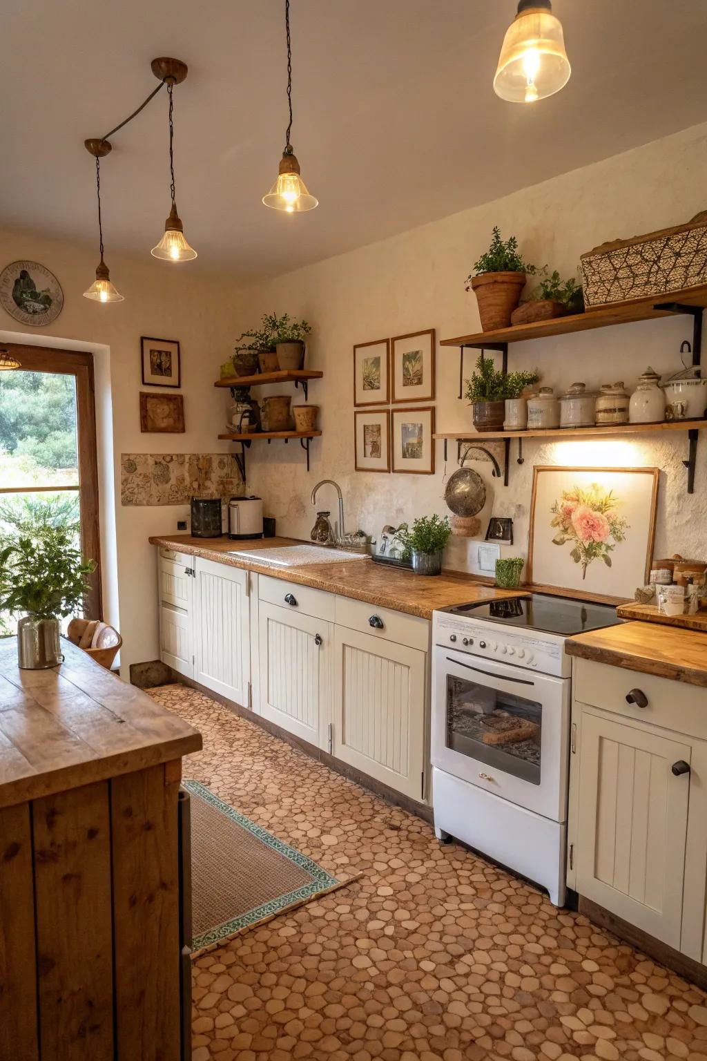 Cork flooring offers warmth and distinctive rustic patterns.