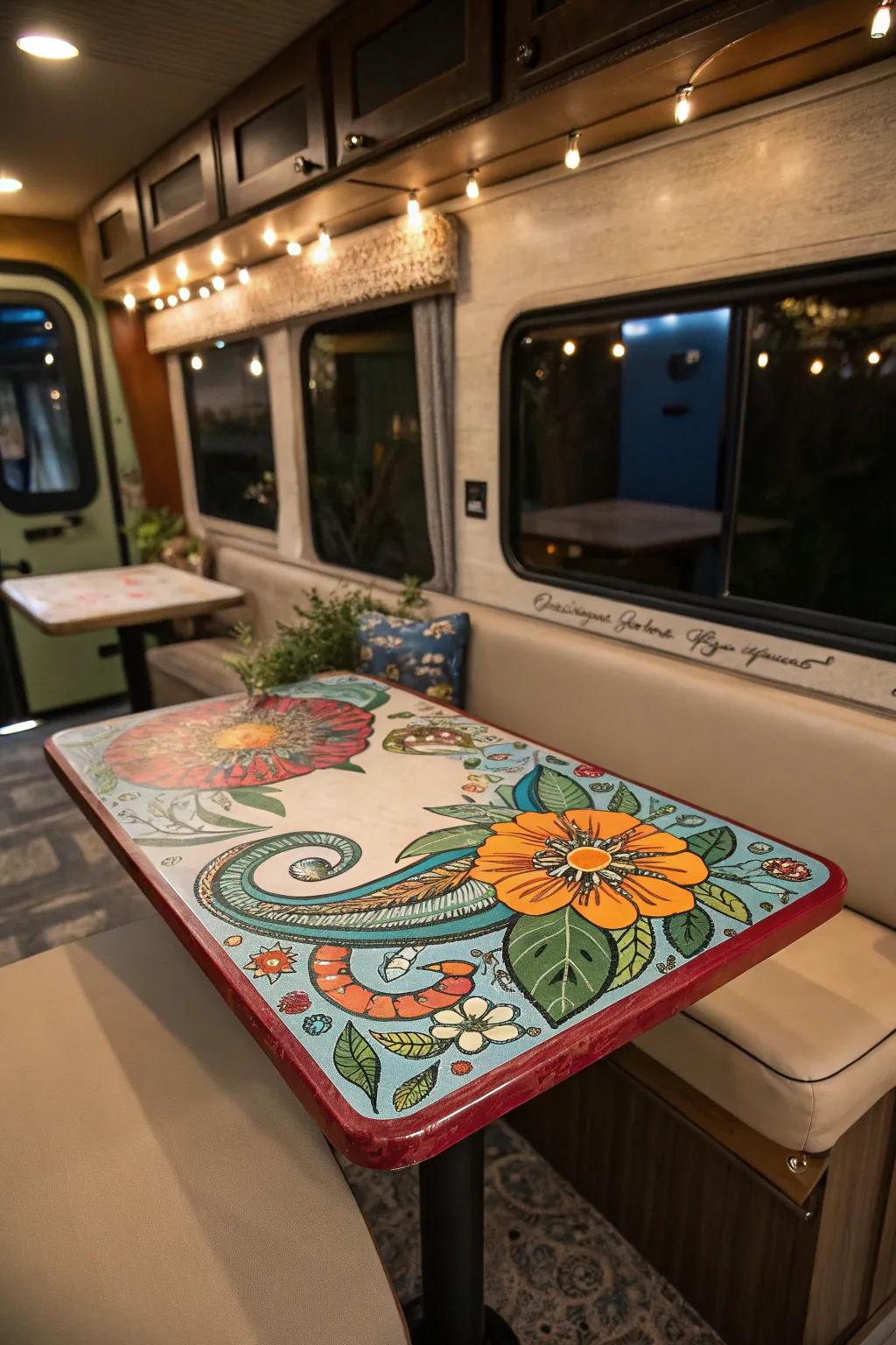 An artistic surface converts your RV into a roving art exhibition.