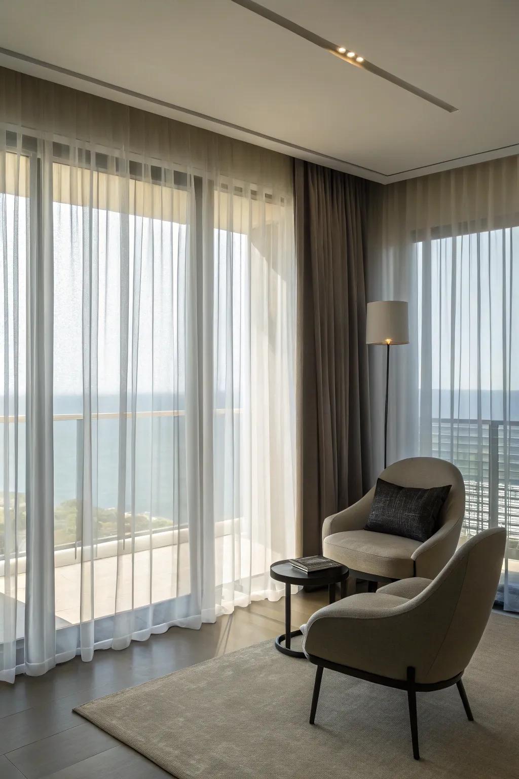 Hidden systems lend light-filtering curtains a pristine, contemporary aesthetic that enhances any design style.
