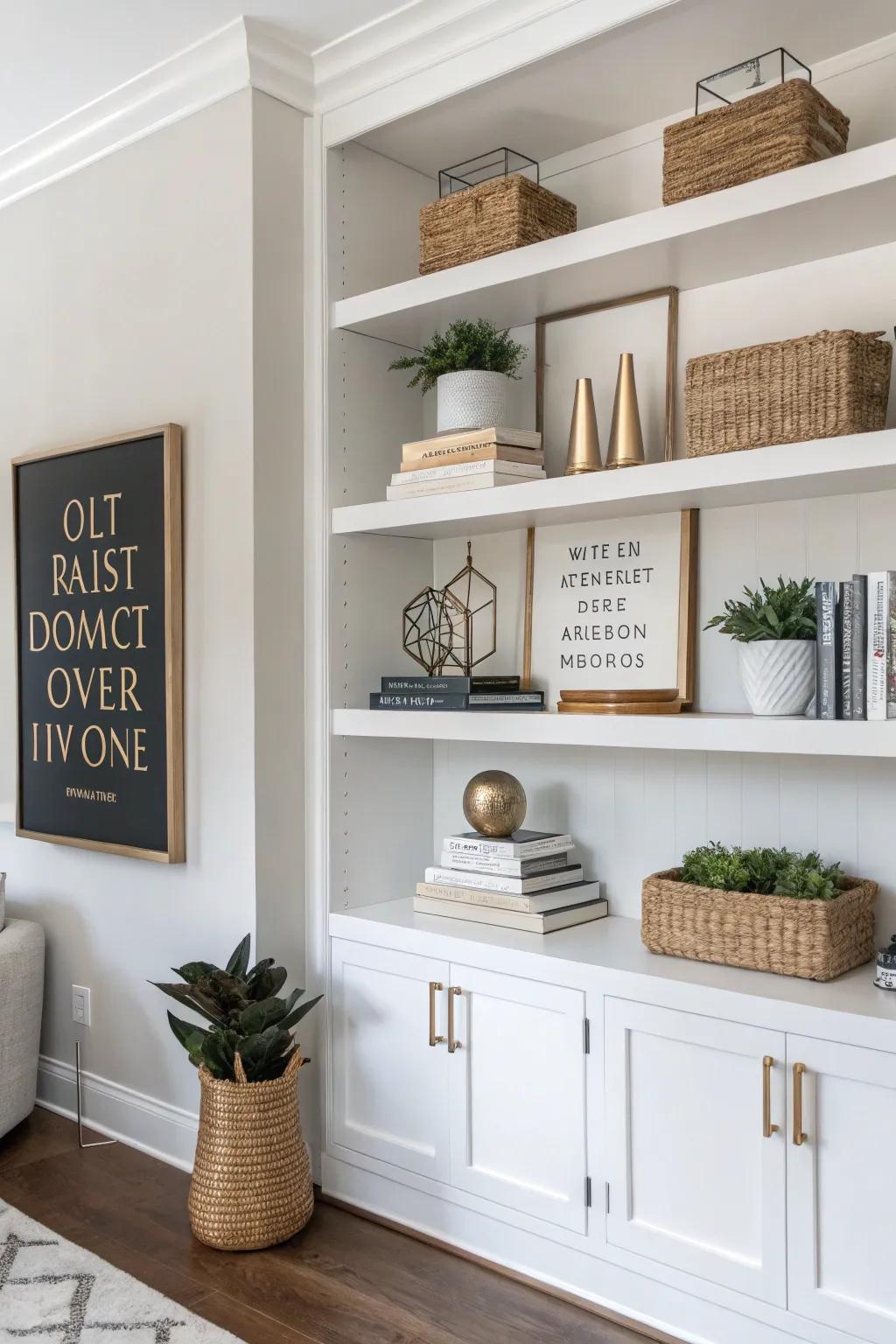 A statement segment commands attention and anchors the shelf.
