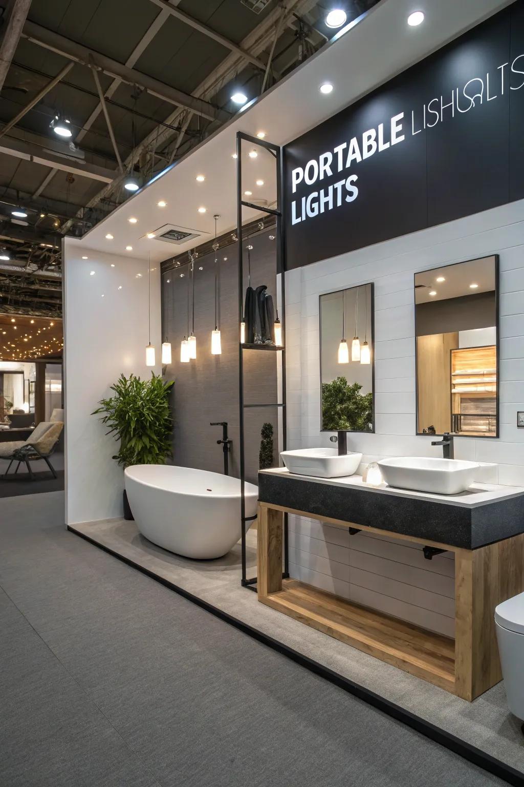 Mobiles allow shower lighting versatility.