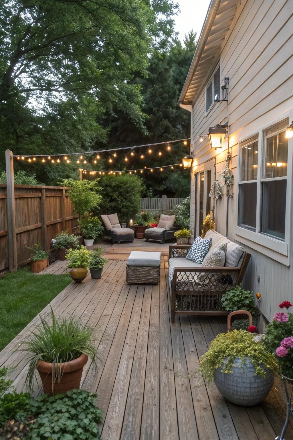 Timber decking invites relaxation and dialogue within your side yard.