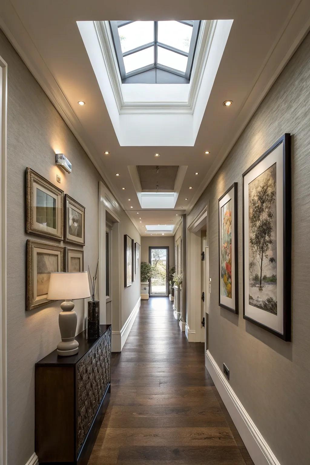 A dramatic passage illuminated via a sequence of skylights.