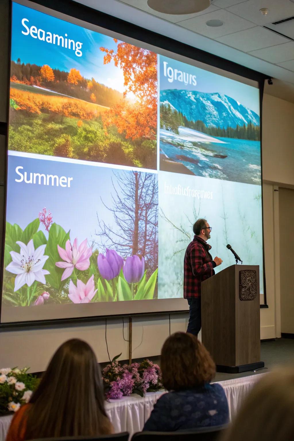 Slides presenting seasonal themes for relevant connections.