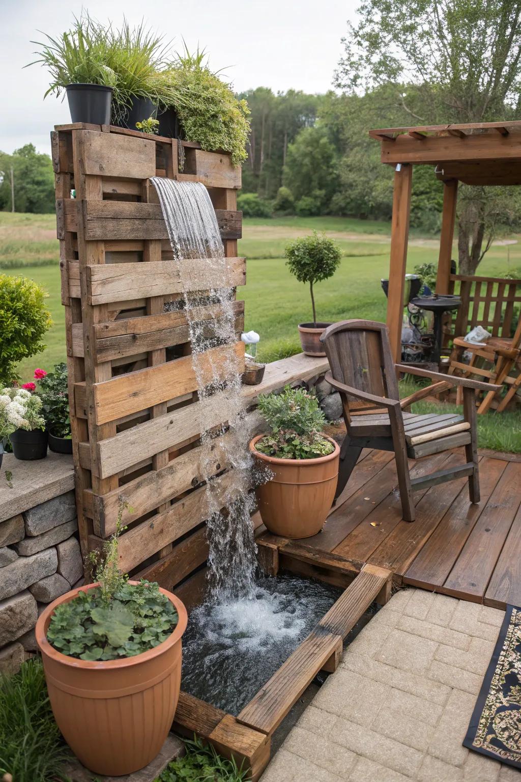A pallet waterfall injects agrarian allure and ingenuity.