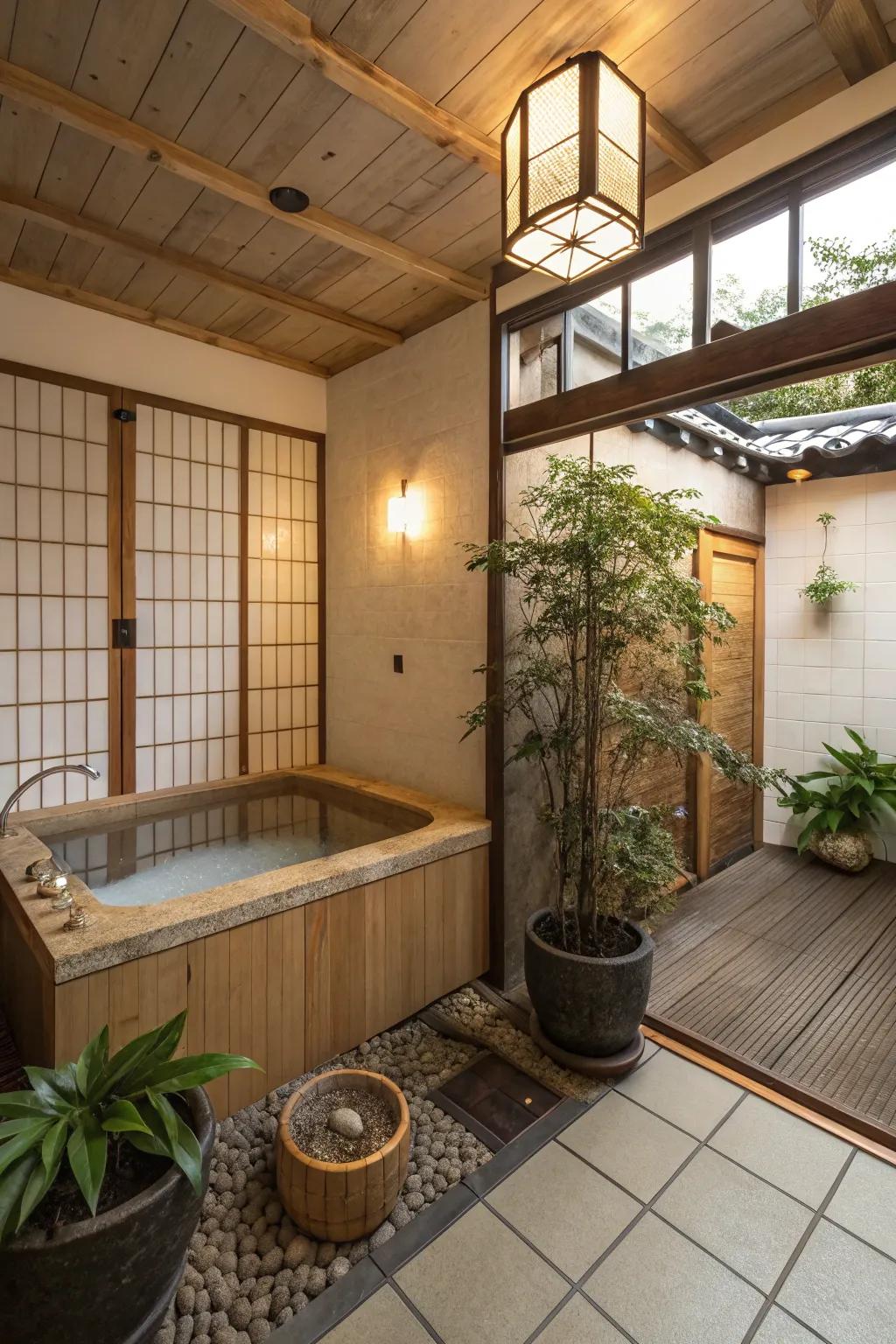 Japanese soaking tubs deliver deep relaxation in small areas.