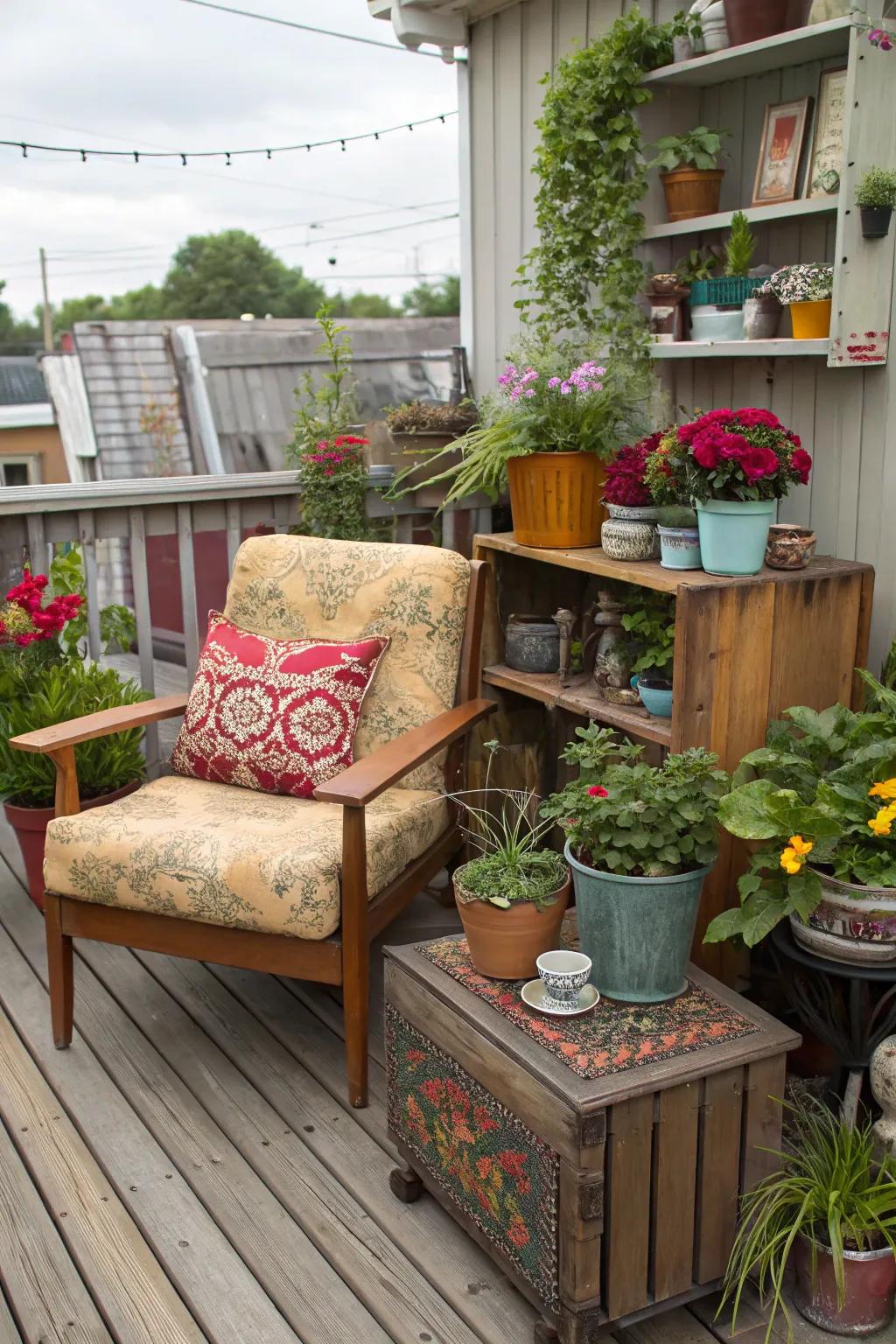 Thrift items bring distinctive charm and budget-friendly style.