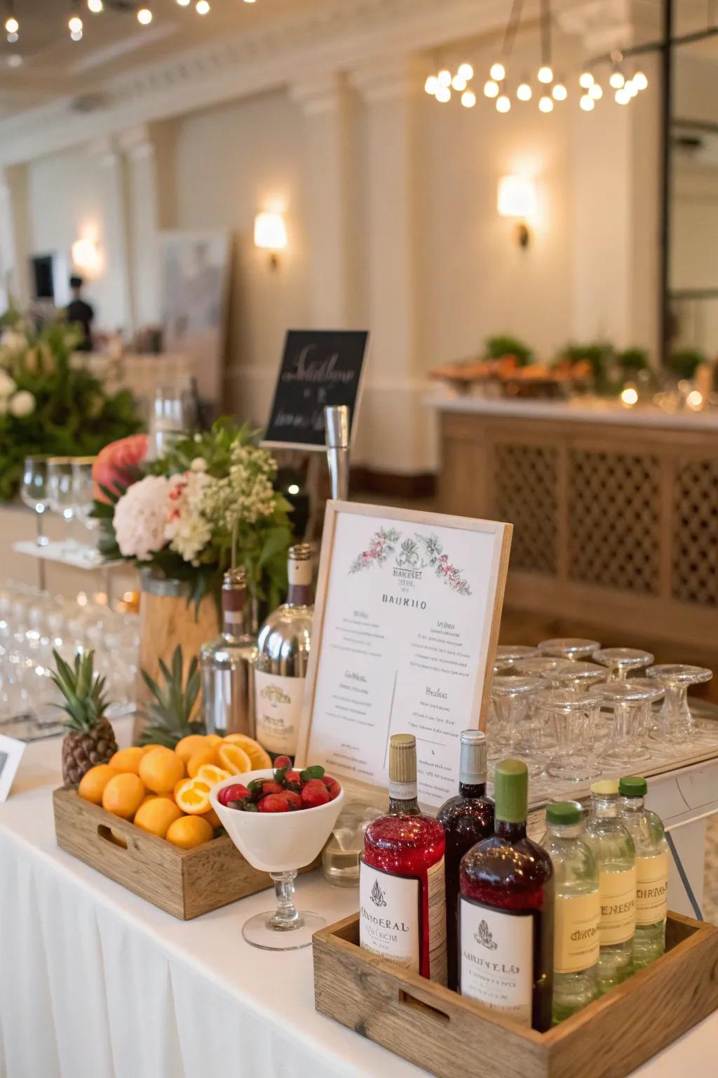 A DIY cocktail station offering an enjoyable, interactive experience for attendees.