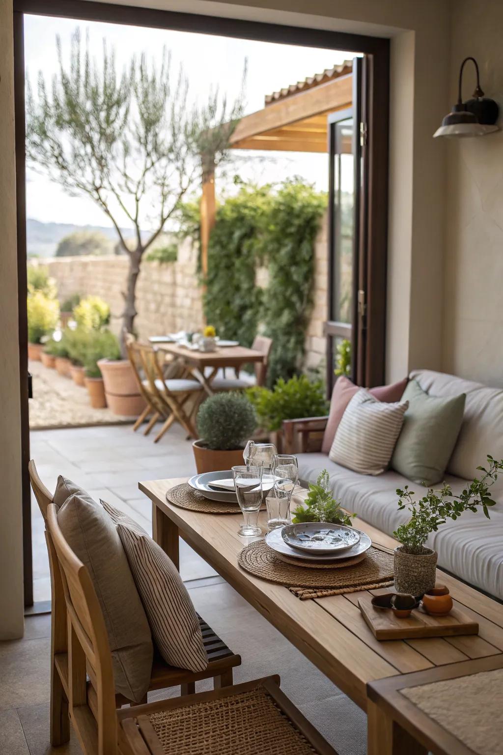 Extend your dining space by connecting to the outdoors.
