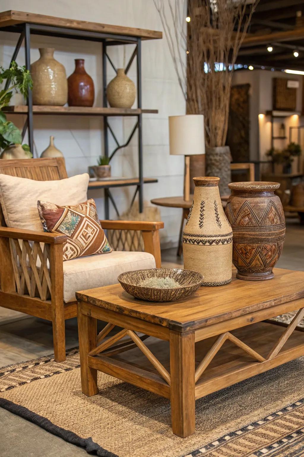 Locally sourced materials add authenticity and support local artisans.