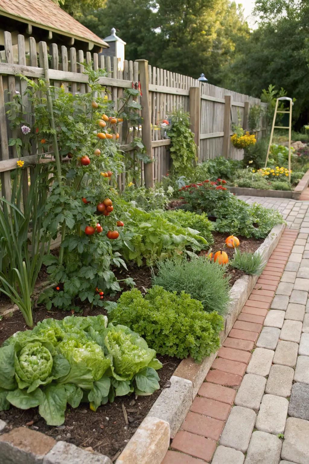 Consumable plants contribute functionality to exquisite garden borders.