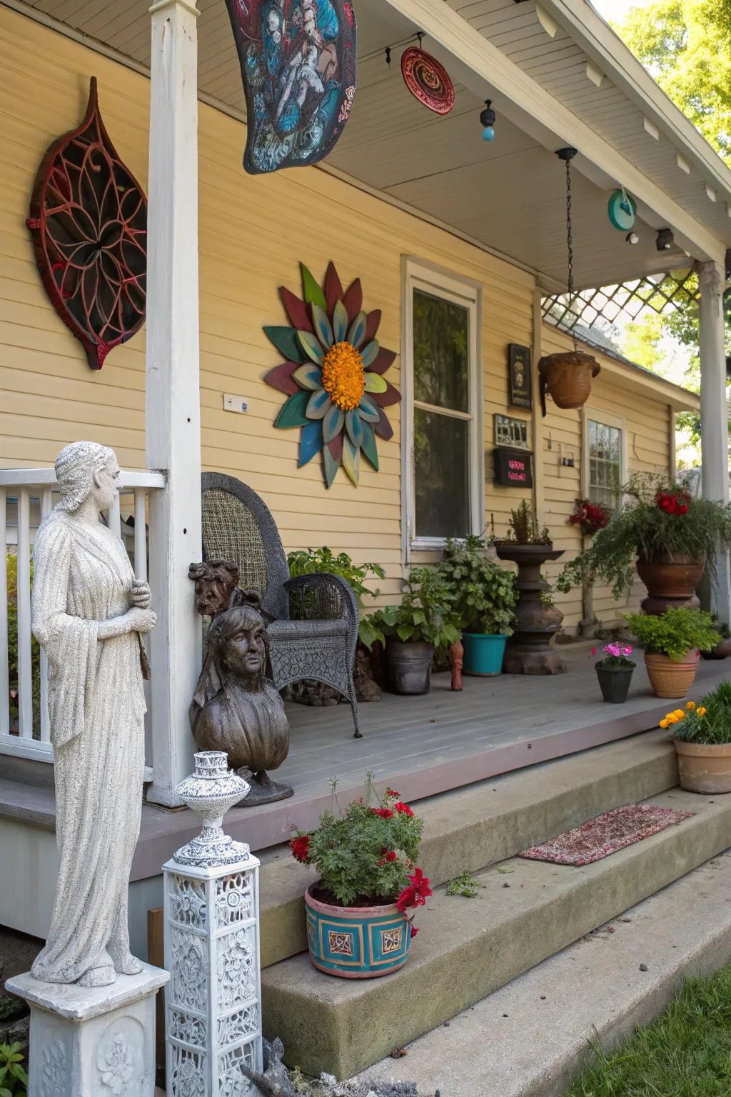 An external art exhibition contributes a creative and unique attribute to your veranda.