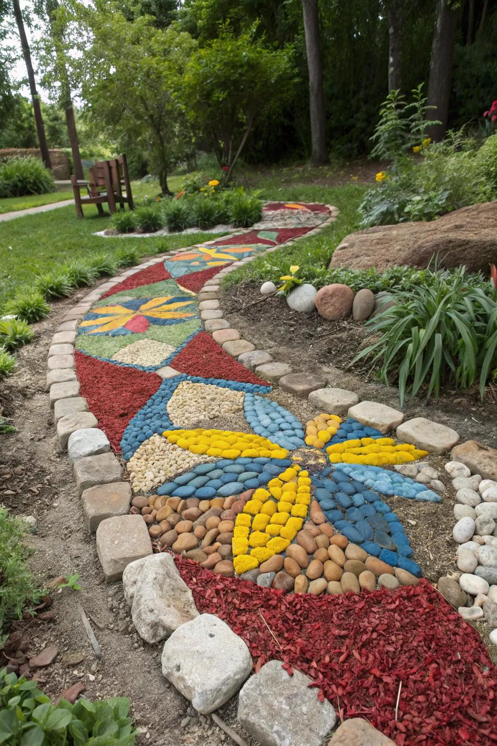 Voice your artistic facet with a mulch and stone tilework.