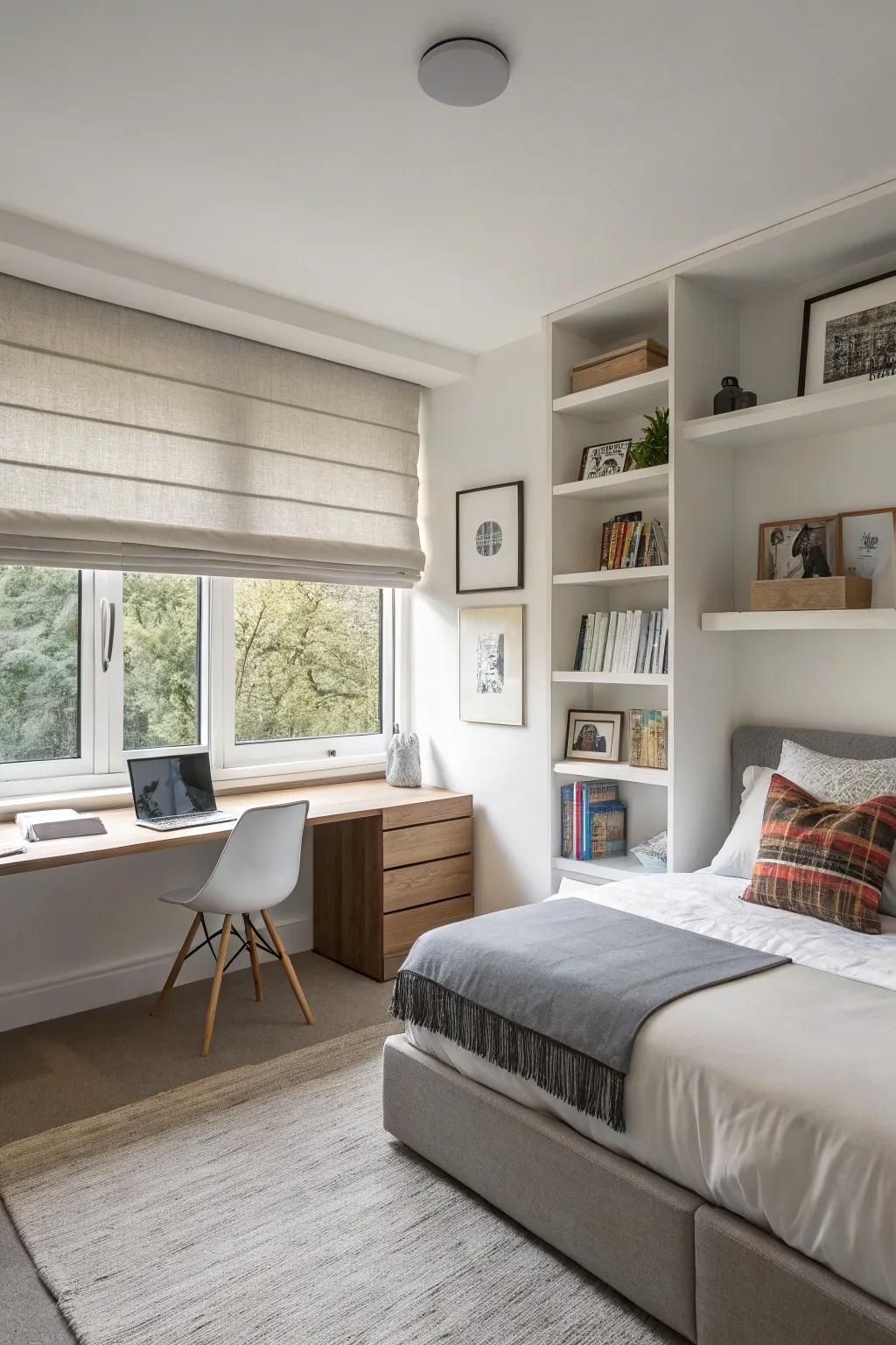 Roman panels afford a pristine and minimalist window treatment.