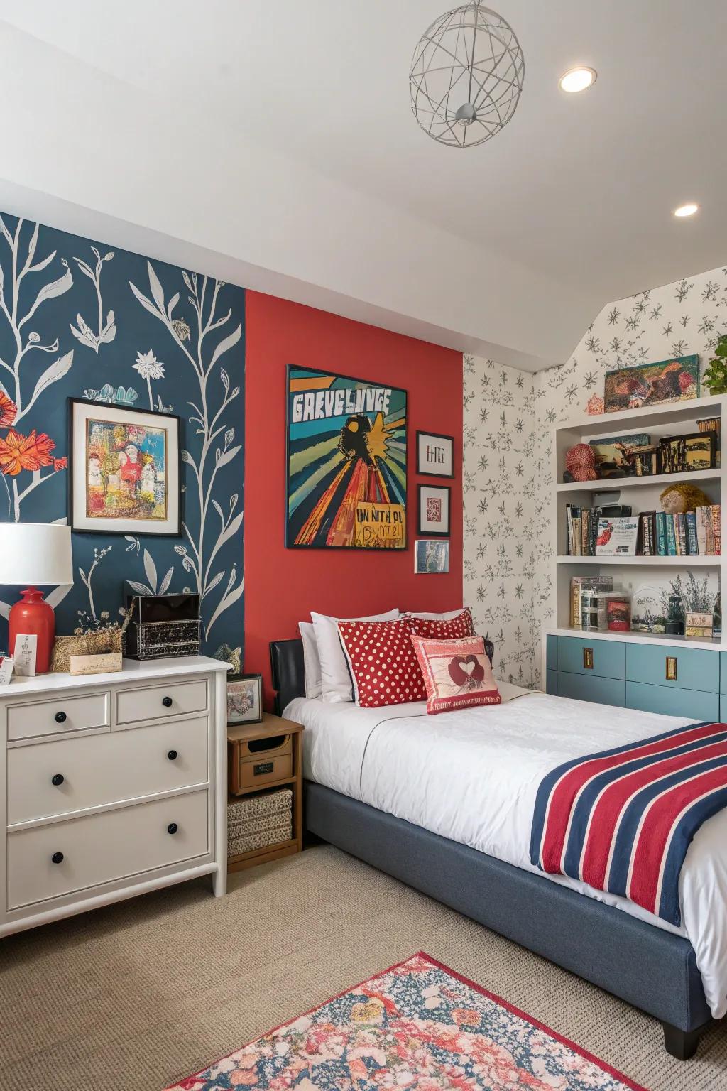 A feature wall can transform the room's aesthetic.