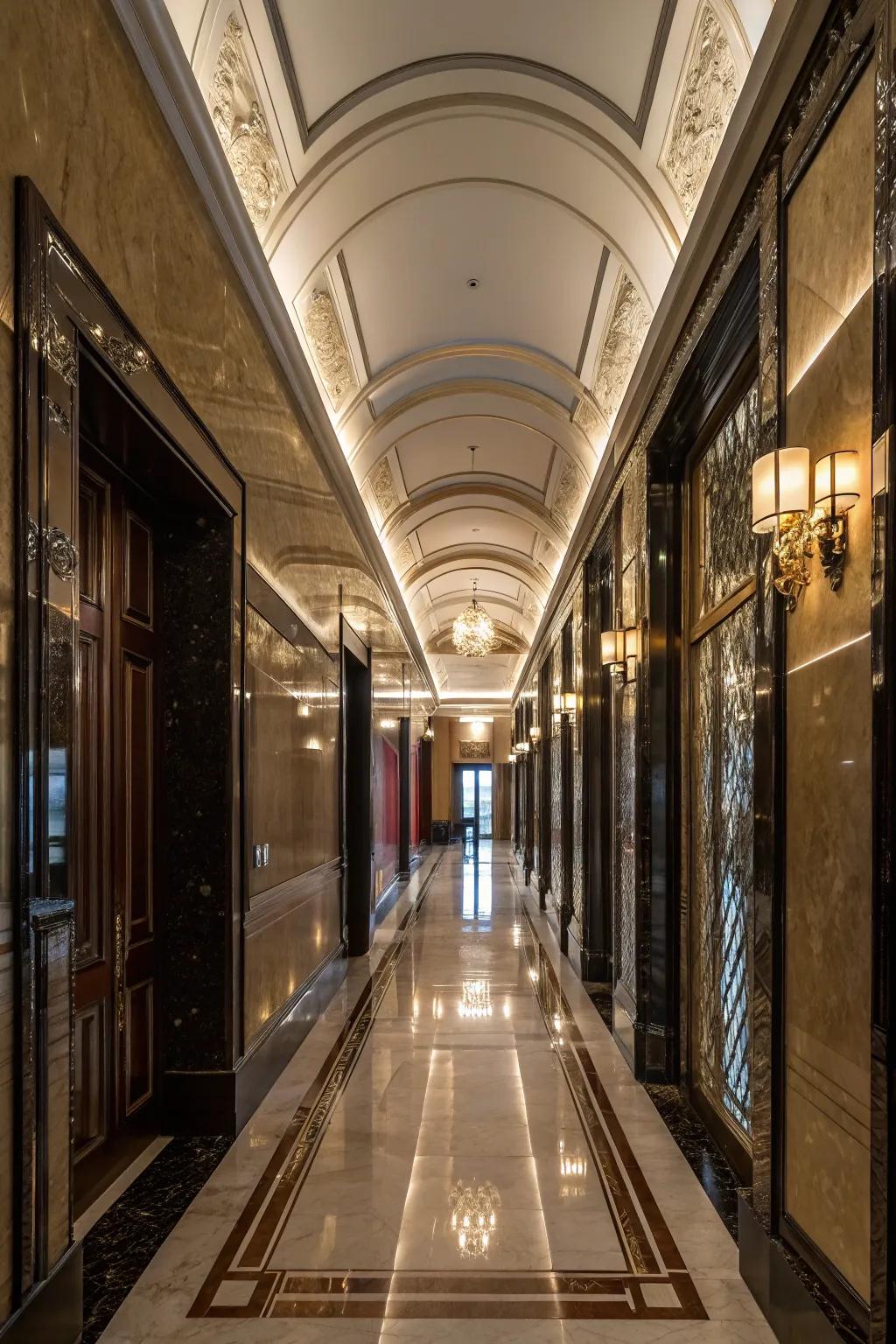 An entrance hall featuring walls painted with polished coating.