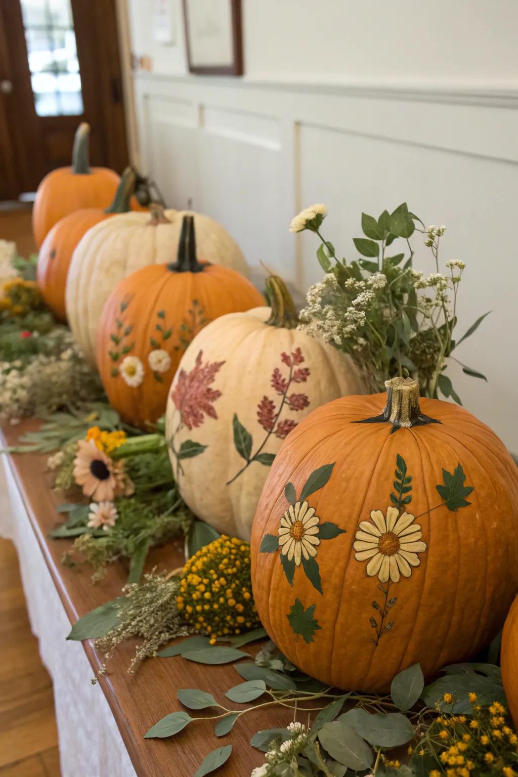 Flattened wildflower pumpkins deliver a distinctive ornamental variation.