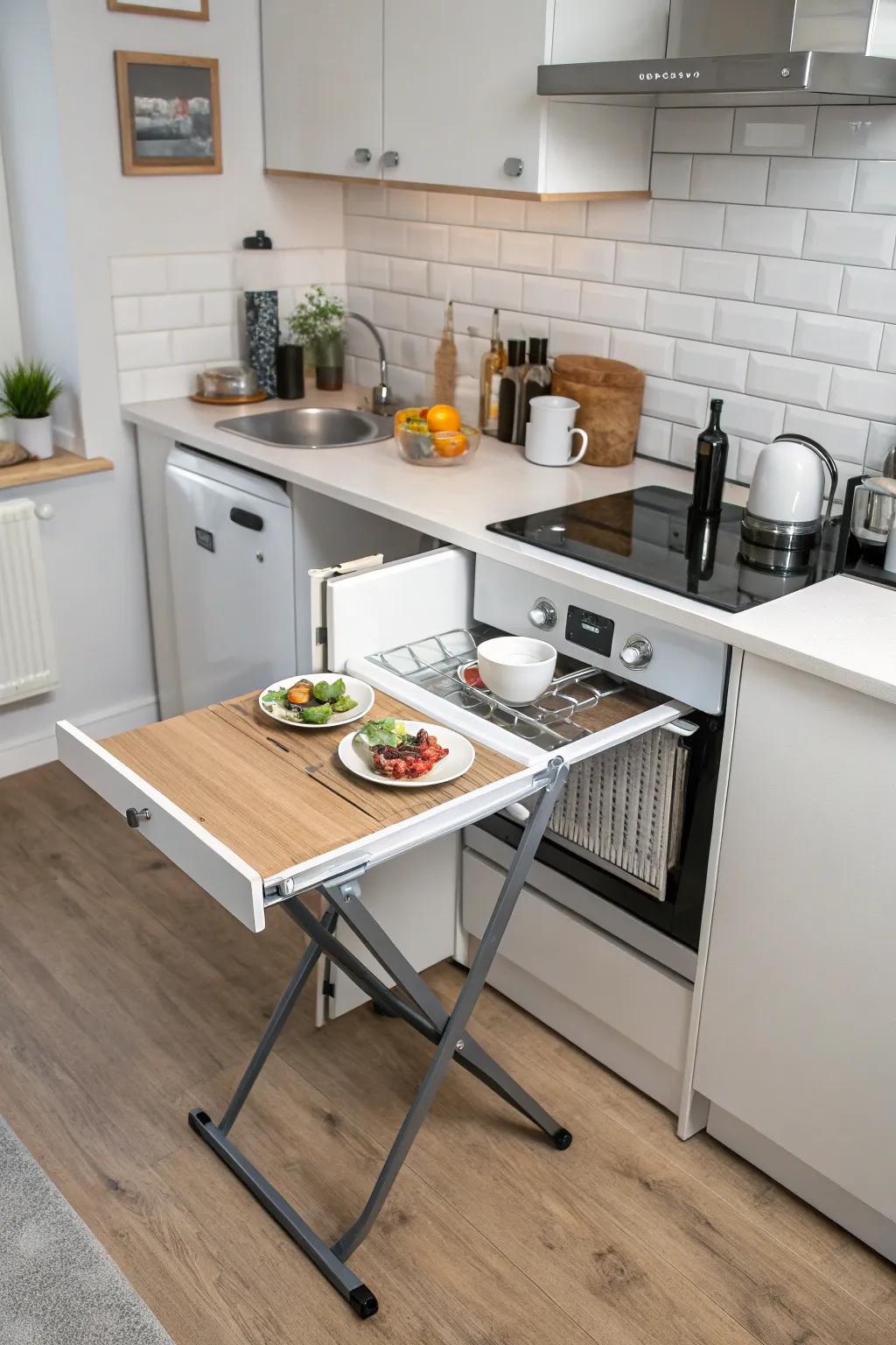Convertible tables furnish dining resolutions within space-constrained kitchens.
