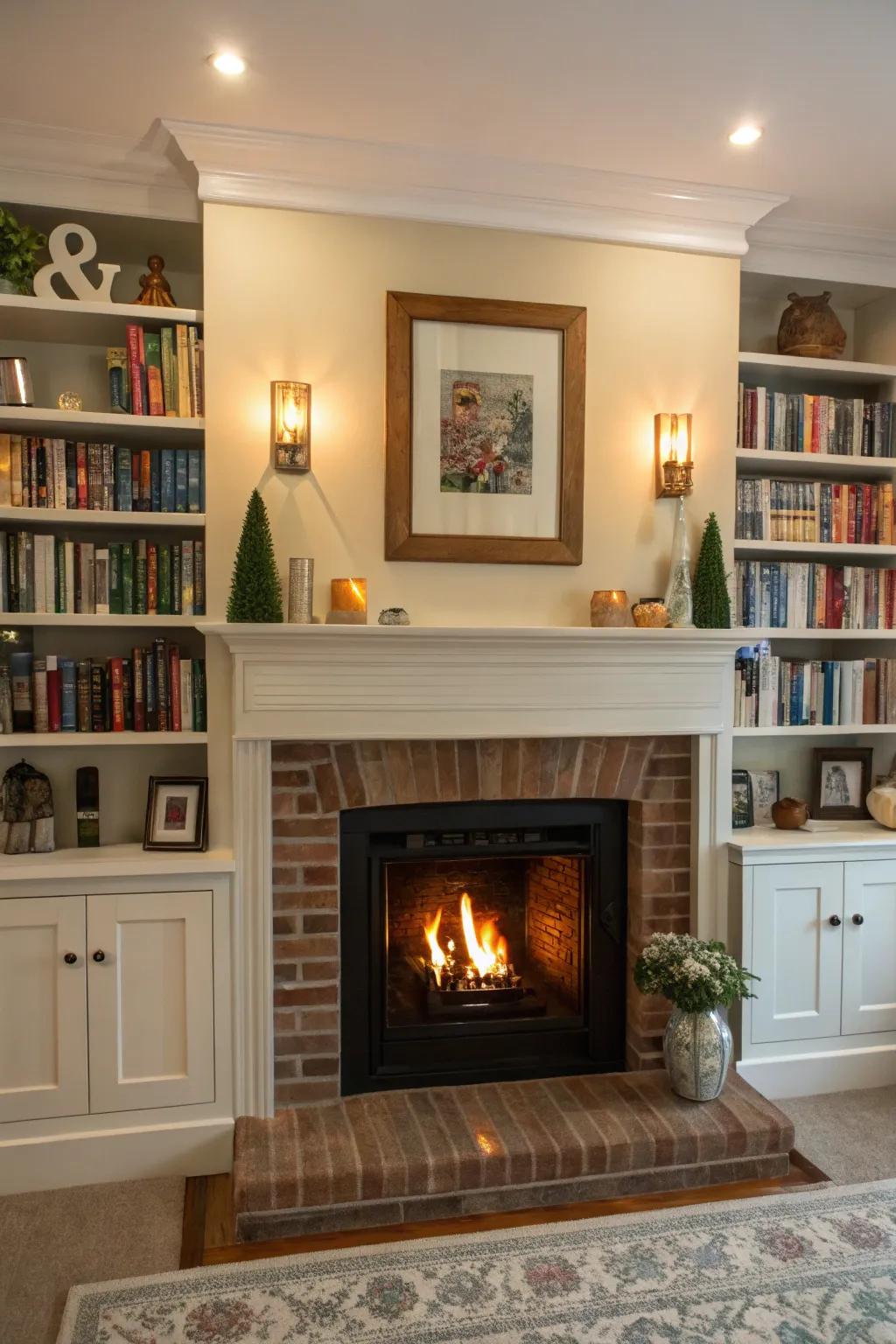 Built-in shelving infuses functionality and vogue.