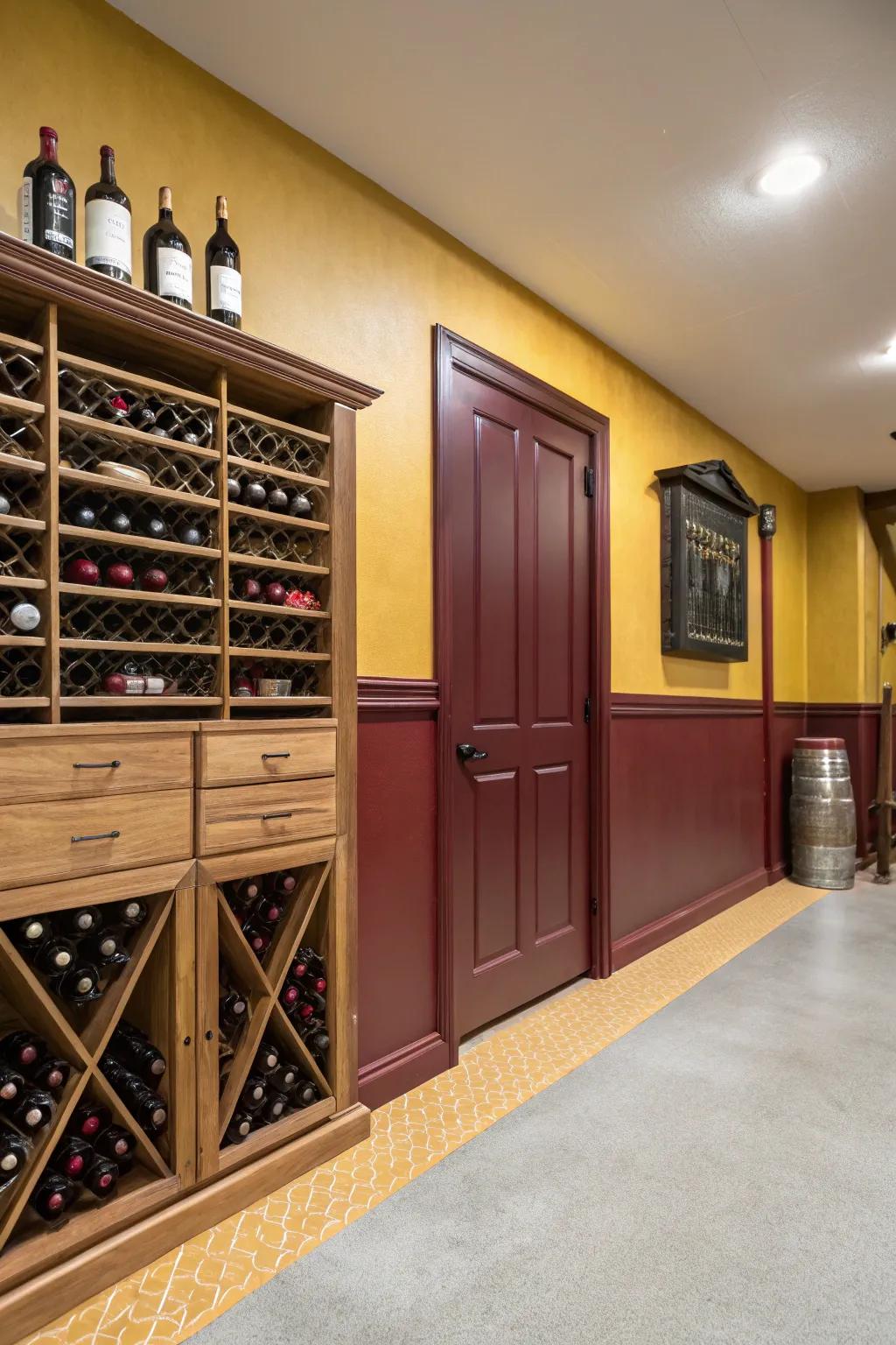 Burgundy and gold add elegance and luxury to your garage.