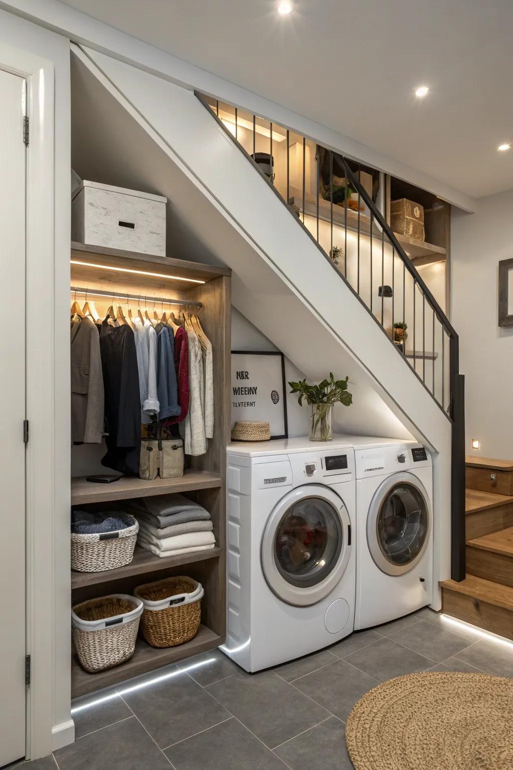 A surprisingly functional laundry space.