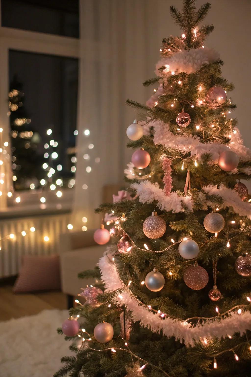 Muted illumination fosters a romantic and inviting radiance for your tree.