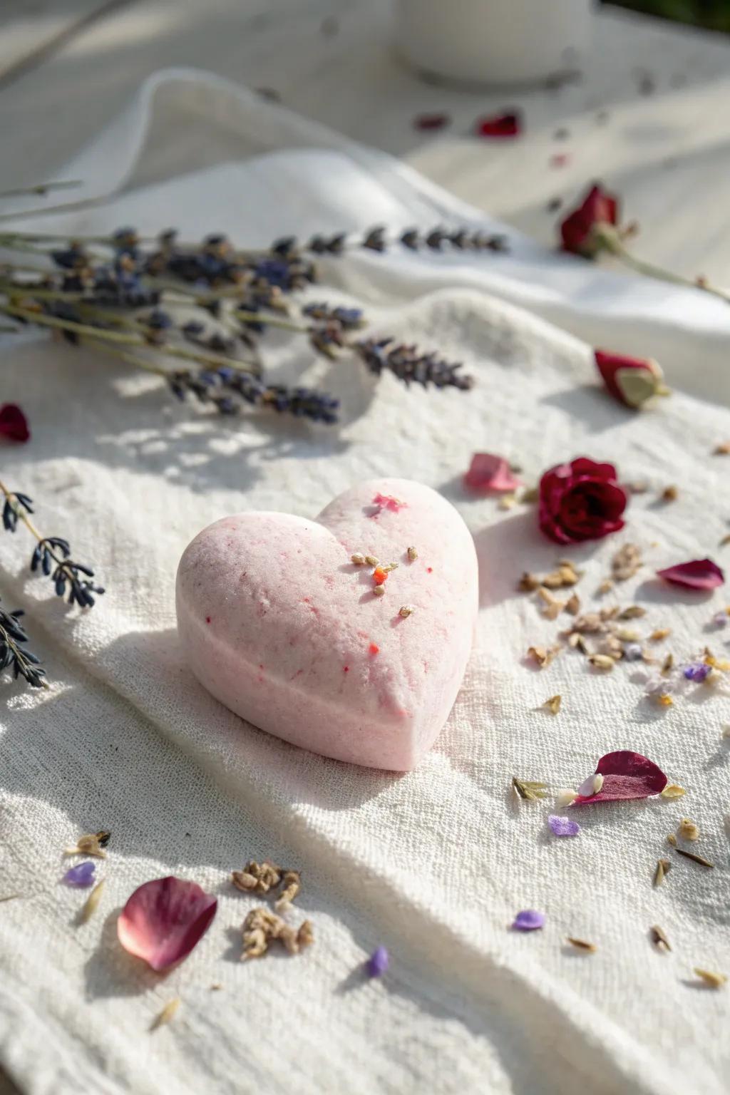 Crafted with love: Heart-shaped bath bombs for a soothing Valentine's Day treat.