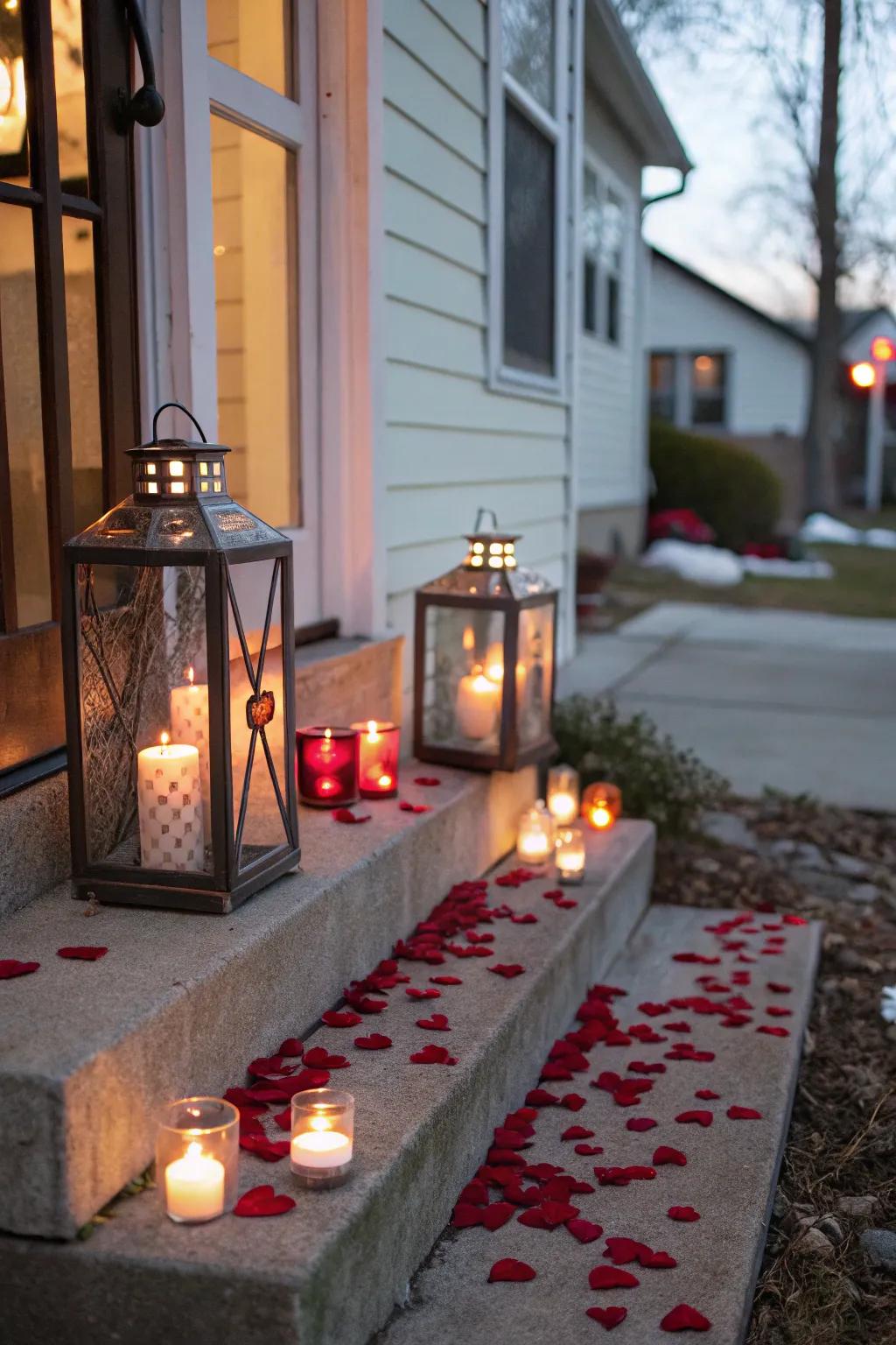 Luminary lanterns conjure a romantic and welcoming atmosphere.