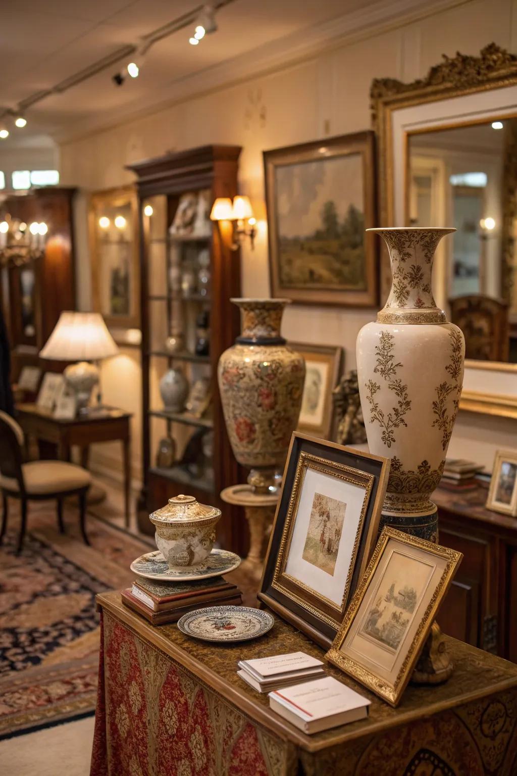 Vintage decor elements bring timeless charm to your setting.