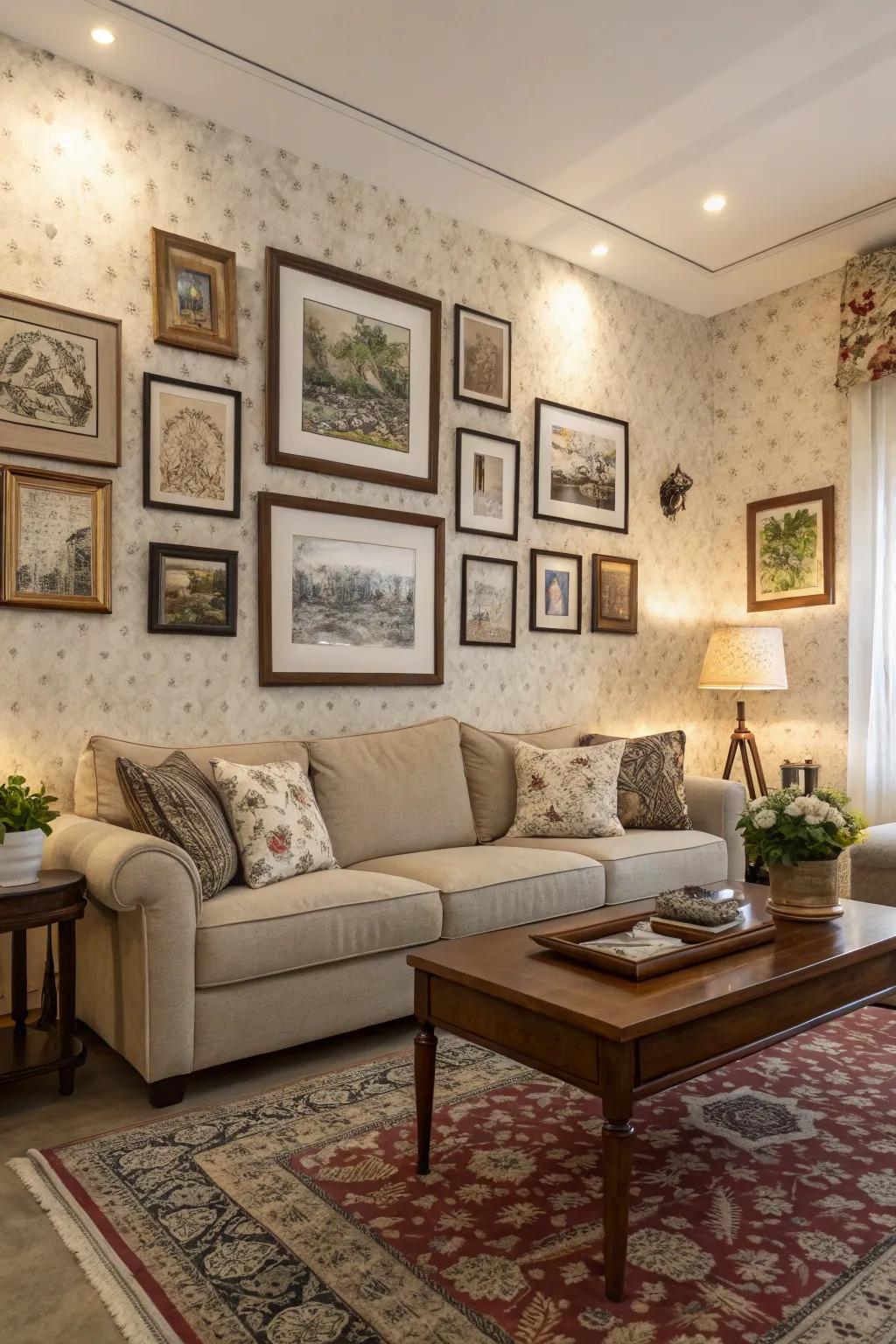 Wall coverings can establish a distinctive and stylish substrate for your art.