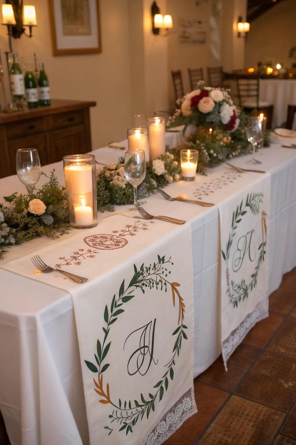 Bespoke table overlays introducing a memorable nuance.