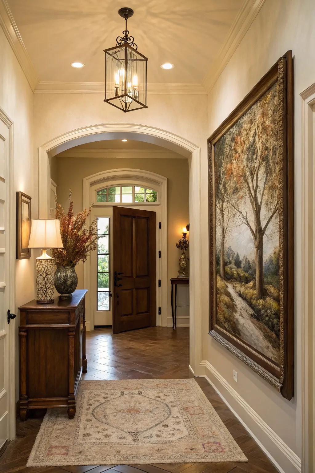 An artistic composition possessing camouflaged particulars that proffers an invitation to explore an inviting entryway.
