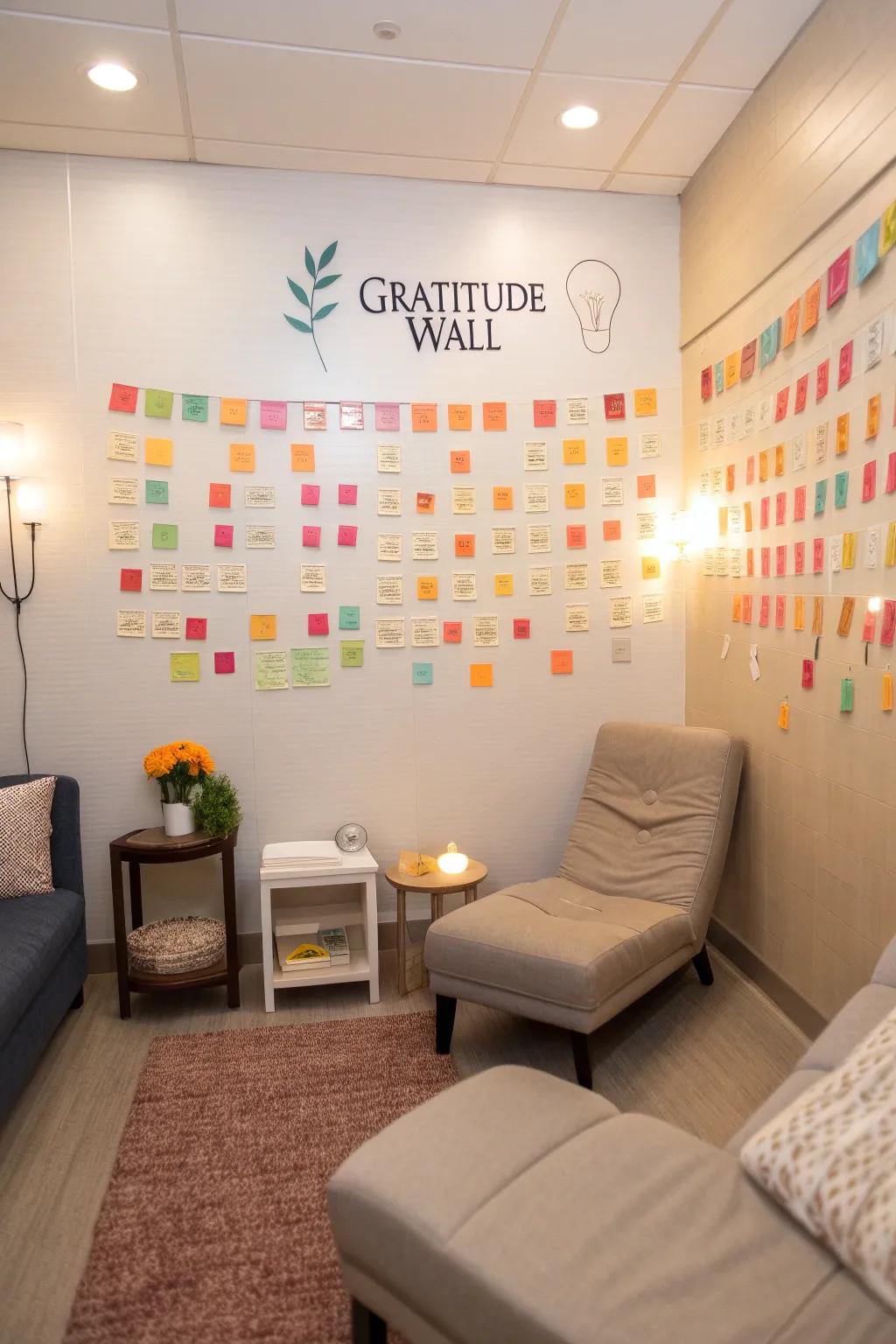 Gratitude filled: A wall dedicated to gratitude and positivity.