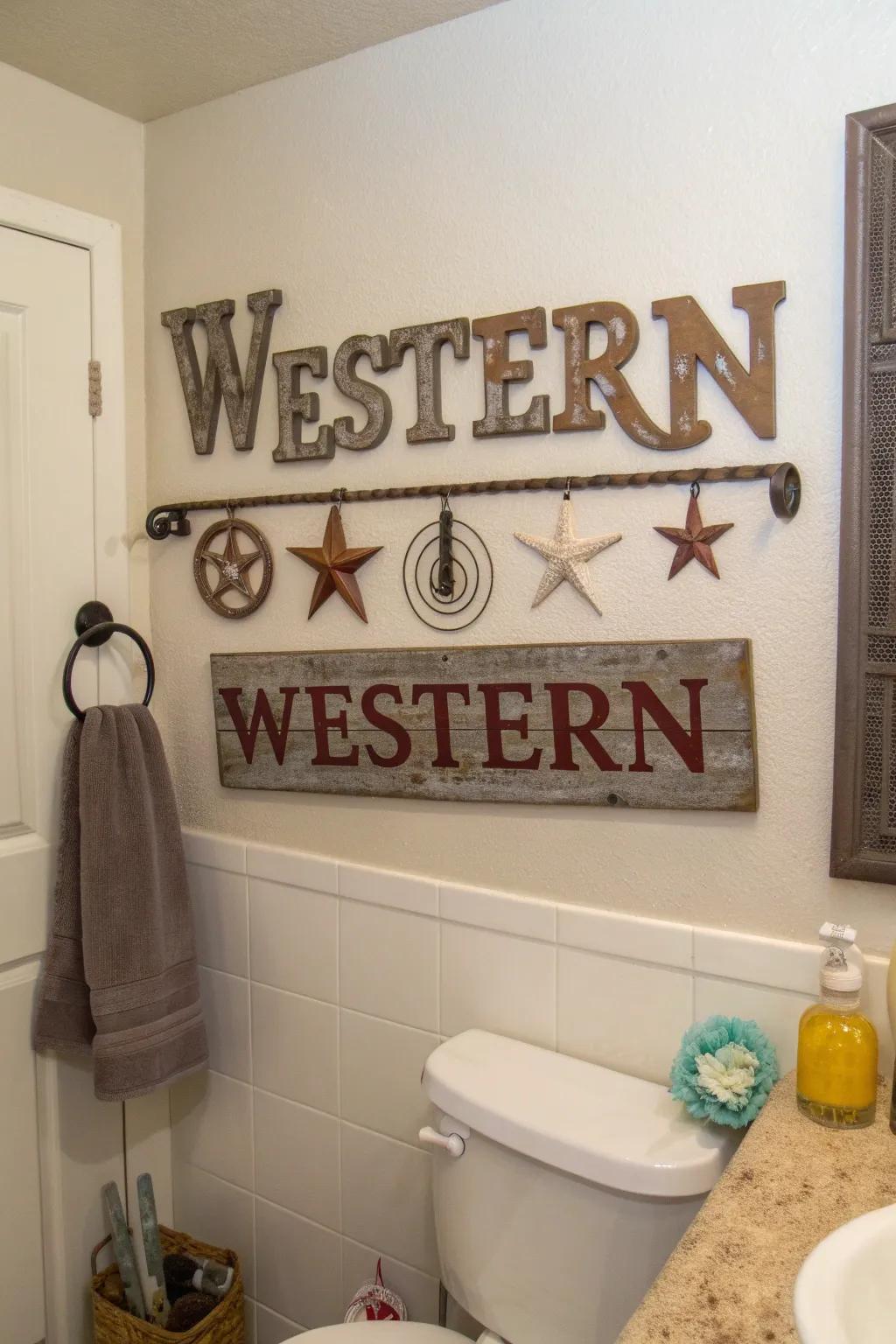 Western metal signage injects charm and character.