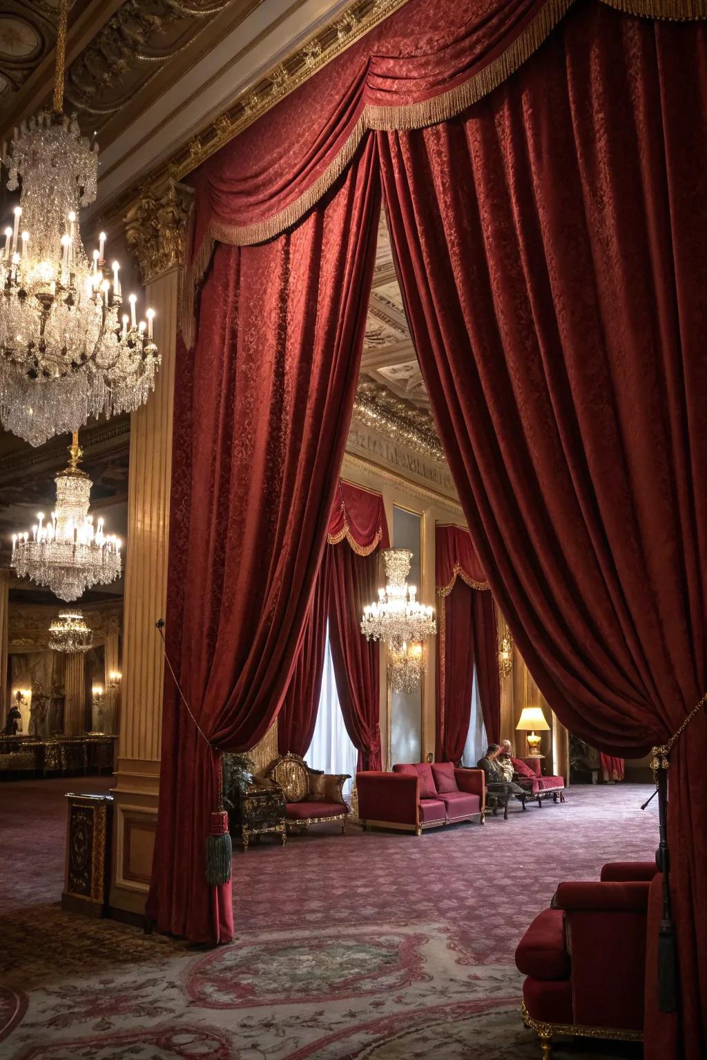 Velvet valances append drama and opulence.