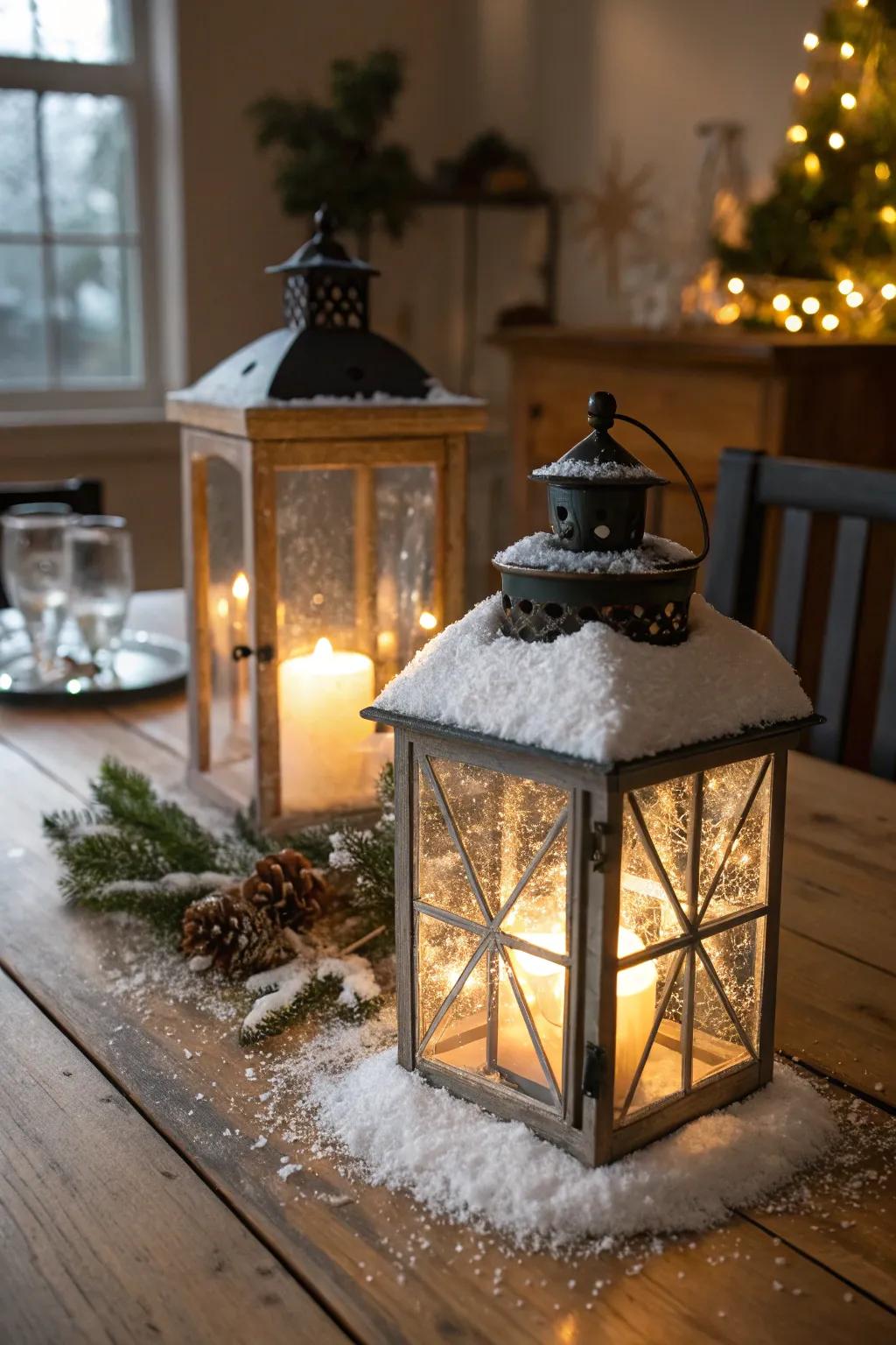 Snow-laden lights add a magical radiance to your design.