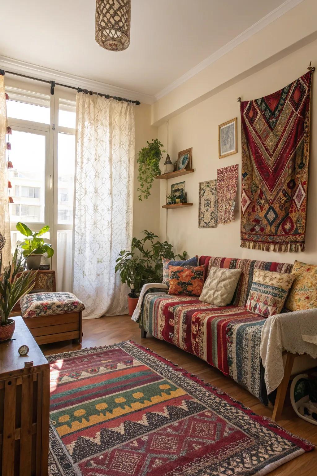 Motifs instill character and vibrancy to intimate dimensions.